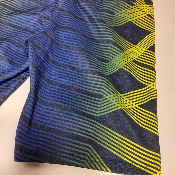 Nike Boys Youth Size Small Swim Trunks 8-9yrs Yellow Blue Stripes - Picture 8 of 9